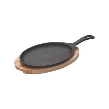 Imagem de Tábua Mix Grill Oval Tramontina 10239638 em Madeira e Ferro Fundido  30,5 cm