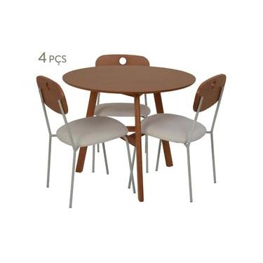 Imagem de Conjunto de Mesa Mira e 3 Cadeiras Mira Bege Marrom