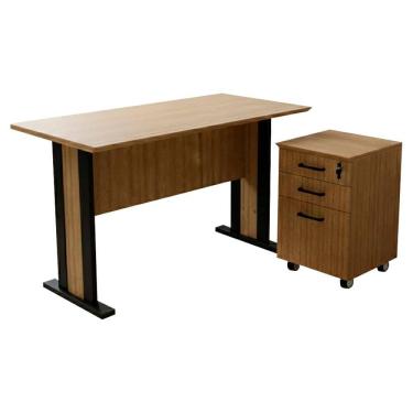 Imagem de Mesa Escrivaninha 117 cm Gaveteiro Pasta Suspensa Com Chave Tecno Mobili