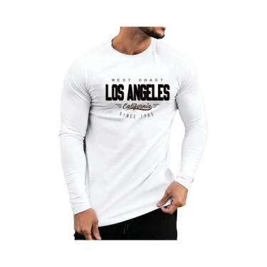 Imagem de Camiseta Masculina De Algodão De Manga Longa Com Corte Solto, Estampa 