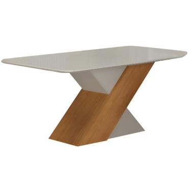 Imagem de Mesa De Jantar Ilhéus Cinamomo Off White Base Em Madeira 1,80 M Leifer Móveis