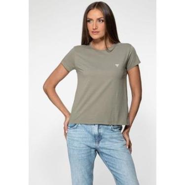 Imagem de Camiseta Etiqueta Guess Triangulo Verde Musgo-Feminino