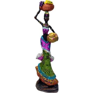 Imagem de Escultura Mulher Africana Imagem Decorativa Mulher Negra - Corban, Ces
