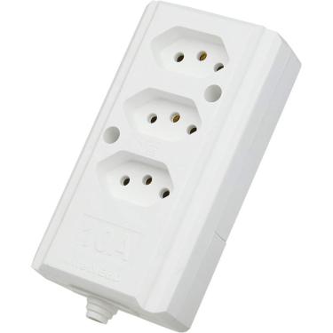 Imagem de Tomada Barra Hercules 3 Tomadas Branca - Interneed