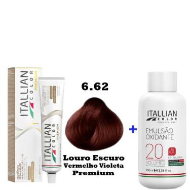 Imagem de Kit Coloração Itallian Premium 60g Louro Escuro Vermelho Violeta 6.62 