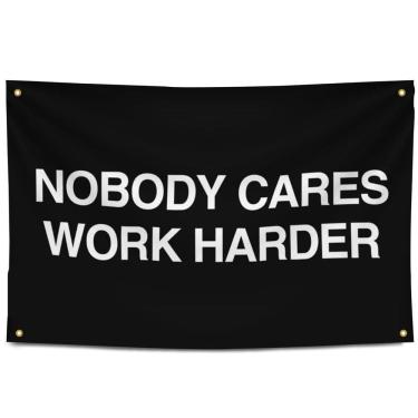 Imagem de Tapeçaria Ninguém se importa, trabalhe mais, motivacional, 100x150cm