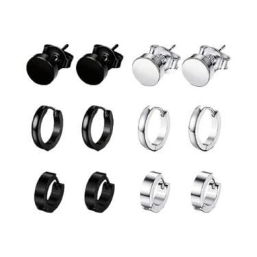 Imagem de Conjunto De Brincos De Argola Em Aço Inoxidável Preto Para Homens E Mu