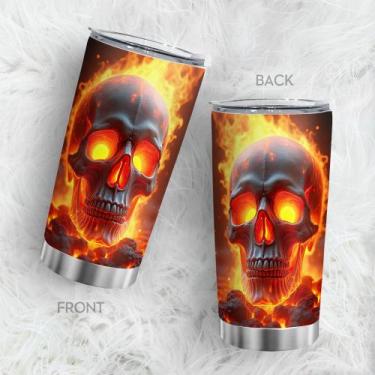 Imagem de Copo de viagem Oasisdream 600ml em aço inoxidável com estampa de cavei