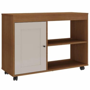 Imagem de Rack para tv Até 42" com rodizios e porta almofadada SAMPA cor Cinamomo/Off White - Artely