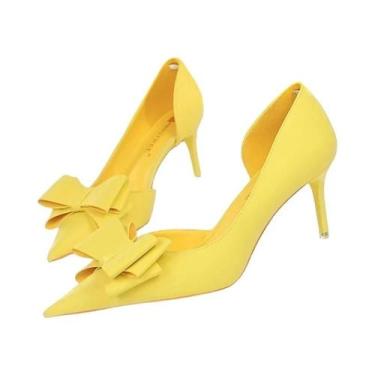 Imagem de Sapatos De Salto Alto Femininos Com Laço Fofo 75cm 10cm, Sapatos Corea