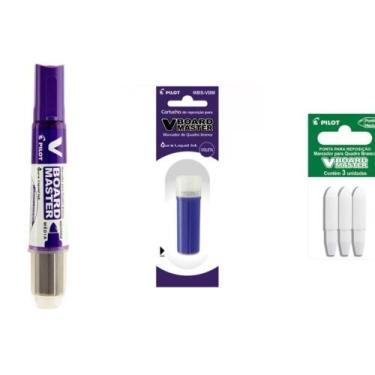 Imagem de Kit Marcador Para Quadro Branco + Refil + Ponta Pilot V-board Master V