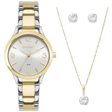 Imagem de Relógio Condor Feminino Ref: Co2035nzq/k4k Bicolor + Semijóia