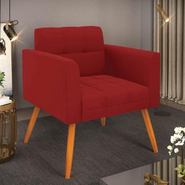 Imagem de Poltrona Decorativa Elisa Sala Veludo Marsala Pés Palito Castanho D`Rossi