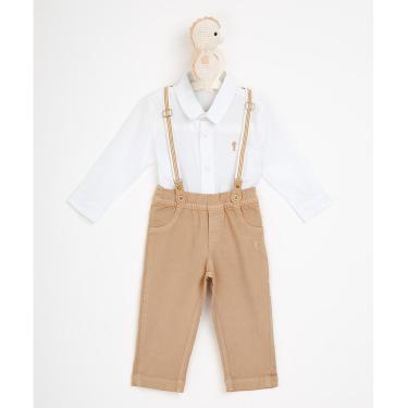 Imagem de Conjunto Bebê Menino Camisa /Calça Sarja e Suspensório-Masculino