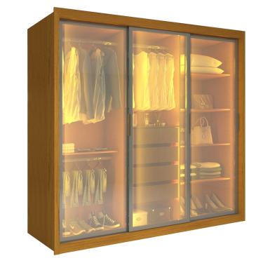 Imagem de Guarda Roupas Casal 3 Portas de Correr Reflecta 4 Gavetas 100% MDF Lux