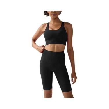 Imagem de Conjunto De Shorts De Yoga De Cintura Alta Para Mulheres Com Top De Su