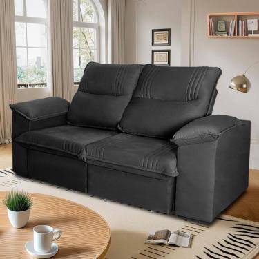 Imagem de Sofá Retrátil Reclinável America 1,50m Suede Preto