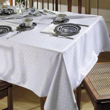 Imagem de Toalha de Mesa Dohler Clean Requinte II Branca Floral Jacquard, 1,40 x
