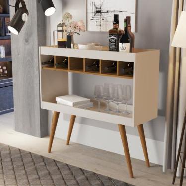 Imagem de Aparador Athenas em MDF c/ Adega Armazenamento e Pés Palito Cor:Preto/