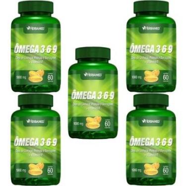 Imagem de Kit 5X Ômega 3, 6 e 9 Linhaça, Prímula E Borragem + Vitamina E - 60 Cápsulas - Herbamed...