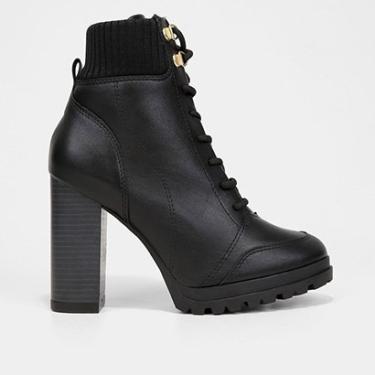 Imagem de Bota Coturno Cano Curto Vizzano knit Salto Alto Grosso Feminina-Feminino