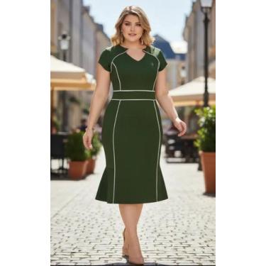 Imagem de Vestido Midi Plus Size Viés Moda Evangélica Feminina - Miss FLOWER, Ve