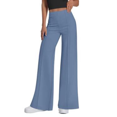 Imagem de Calças Palazzo Femininas de Pernas Largas PRETTYGARDEN Cinza Azul XL
