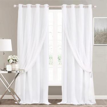 Imagem de Cortinas SOFJAGETQ Winter White Short com 2 painéis transparentes de 1