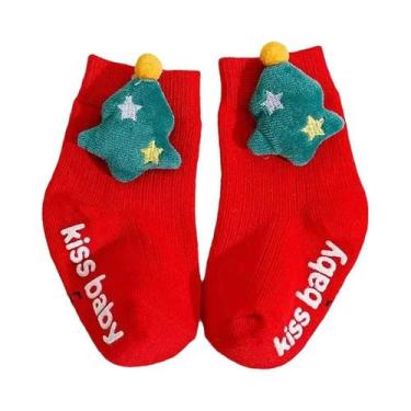Imagem de Meias De Natal Vermelhas Para Bebês, Quentes E Tricotadas, Com Estampa