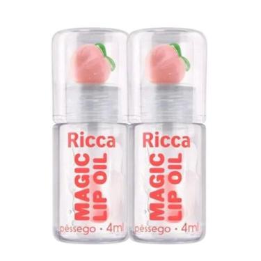 Imagem de Kit 2 Gloss Magic Lip Oil Pêssego Ricca Brilho Labial Líquido Hidratan