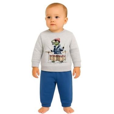 Imagem de Conjunto Moletom Com Punhos Infantil Menino Estampado Kyly, 3, Mescla 