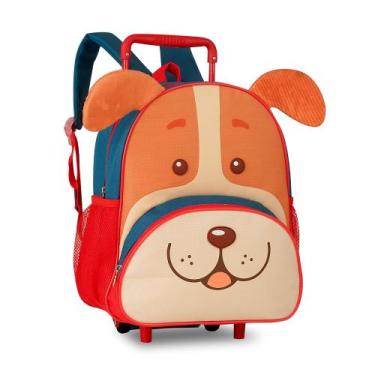 Imagem de Mochila infantil de carrinho rodinha clio pets 13" cp2644b, Vermelho