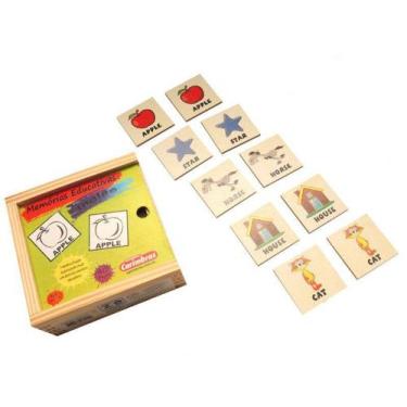 Imagem de Jogo da Memoria de ingles Educativo de Madeira Carimbras