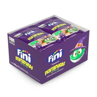 Imagem de Mini Bala de Gelatina Dentaduras da Bruxa Morango e Framboesa 15g 12 U