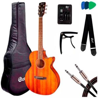 Imagem de Violão Elétrico Flat Aço 6 Cordas Cort SFX-MEM OP + Acessórios