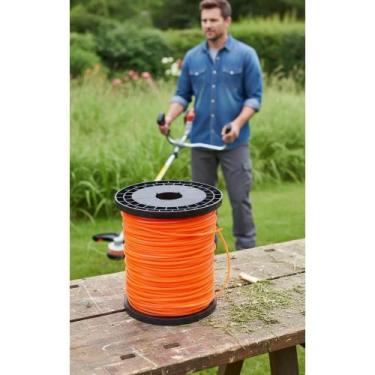 Imagem de Fio Nylon Roçadeira 3mm Quadrado 2kg 226m Laranja Resistente - Congrat