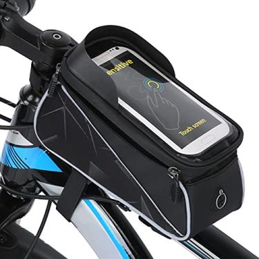 Imagem de Bolsa de armazenamento de bicicleta de grande capacidade, prática de fácil instalação Bolsa de tubo superior de bicicleta para bicicleta para ciclismo
