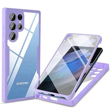 Imagem de Capa de proteção completa 360 para Samsung Galaxy S22 Ultra S21 FE A72 A52 A32 A22 A12 A21S A71 A51 Protetor de tela da lente da câmera, Roxo, Para A53 5G