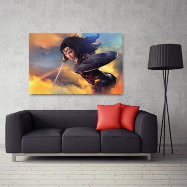 Imagem de Quadro decorativo Mulher Maravilha - Heróis - Tela em Tecido