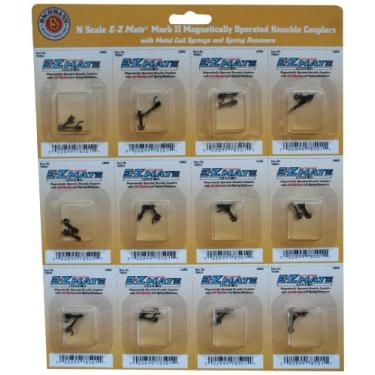 Imagem de Bachmann Trains E - Z Mate Mark II Magnetic Knuckle Couplers with Metal Coil Spring - Short (12 Coupler pairs per card) - N Scale