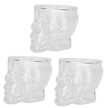 Imagem de Pilipane Caneca copo copo de vidro,3 peças 75ml copo de vidro em forma de cabeça de crânio copo de vidro caneca de vinho recipiente de bebida de cerveja para bebidas, conhaque, licor, gelatina