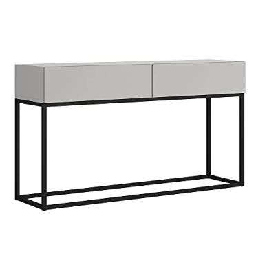 Imagem de Aparador Eros Estilo Industrial 2 Gavetas Base Preta Cor:Off White