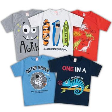 Imagem de Combo 5 Camisetas Infantil Para Menino Manga Curta Algodão - Joy Infan