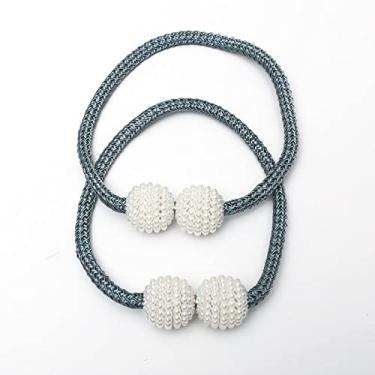 Imagem de Cinta de pérola ímã fivela fivela gancho fivela de corda decorativa fivela de cortina luz luxo acessórios cinto de gravata cordas tiebacks, T3,4 pcs