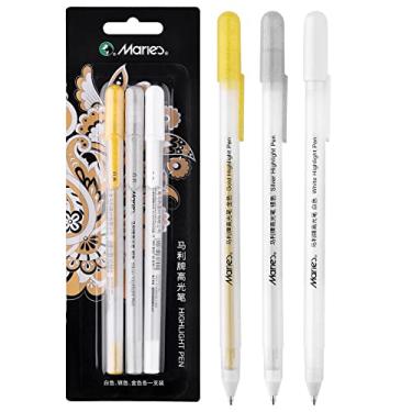 Imagem de Conjunto de canetas de gel premium de 3 cores – canetas de tinta gel branca, dourada e prata, canetas de desenho de ponta fina para design de ilustração, desenho artístico, desenho de papel preto, livro de colorir para adultos, pacote com 3