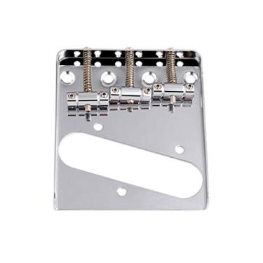 Imagem de Holmer Ponte traseira de ponte de violão, 3 selas de latão para guitarra elétrica estilo Tele Telecaster, peças de guitarra elétrica, estilo cromo ou inferior.