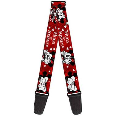 Imagem de Buckle-Down Alça de guitarra Mickey Minnie Hugs Kisses Poses vermelha, branca, 5 cm de largura (GS-WDY290)