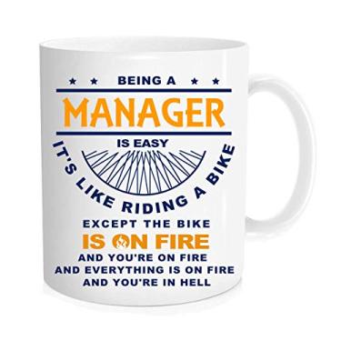 Imagem de Caneca de café engraçada - Caneca de café “Being A Manager Is Easy It's Like Riding A Bike”, caneca de café para gerentes, copos para colegas e amigos - Caneca de 325 ml