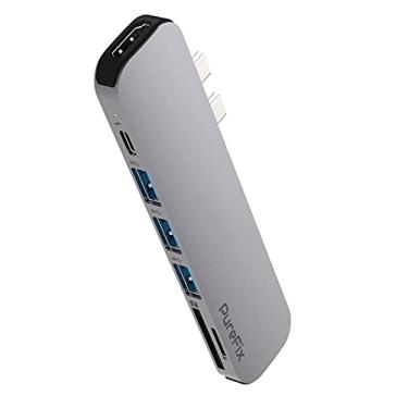 Imagem de PureFix Hub Mac USB C, Thunderbolt 3 para USB C Adaptador Multiportas para MacBook Pro 16 15 13 polegadas e MacBook Air, 7 em 2 dongle com 4K HDMI, 100W PD, 3 portas de dados USB 3.0, leitor de cartão SD e microSD