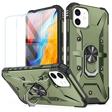 Imagem de Capa para iphone 14 (2 protetores de tela de vidro temperado), iphone 14 Case, iphone 14 Capa (verde)